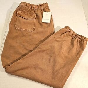 NWT Calligraphie Elastic Waist/Zip & Button Long Pant XL Brown